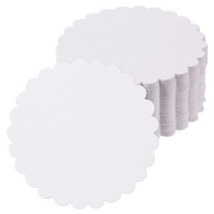 White 4 Inch Scalloped Circle Paper Cutouts Round Cardstock Die Cut 200 PCS