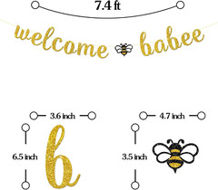 Welcome Babee Banner – Bumble Bee Baby Shower Party Decor – Oh Babee Banner – Ha