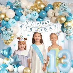 Birthday Decorations for Girls, Light Blue 13 Birthday Girl Decorations, 13th