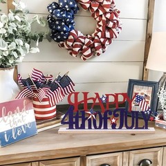 Independence Day Table Decorations – Metal and Wood Sign for Home Festivities
