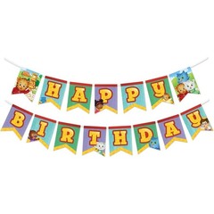 Happy Birthday Banner Pre-strung Party Decorations for Daniel Tiger Themed Party