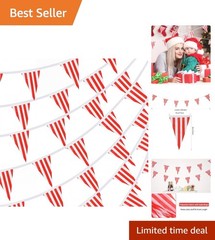 170ft 120pcs Red White Striped Pennant Banner | Carnival circus string triang…