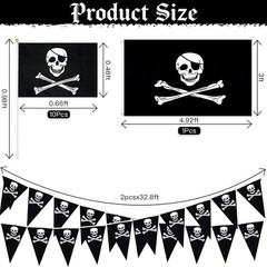 Pirate Day Party Flag Set – Includes 65ft Pirate Skull Banner, 3ftx4.92ft Big