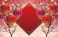 8X6Ft Polyester Chinese Asian New Year Theme Party Backdrop Chinese Spring Festi
