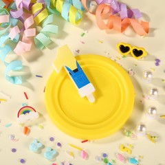 Lasuroa Anime Themed Birthday Candle, Blue & Yellow, Multicolor, 7cm Height