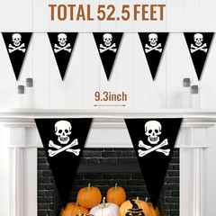 52.5 Ft Pirate Banner, Pirate Party Decorations Birthday Halloween Black