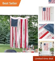 Handmade 4 x 2.3 Ft Rugged American Flag Banner for Indoor/Outdoor Celebrations