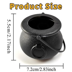 2/6/12PCS Mini Witch Cauldron Pots with Handle Halloween Candy Bowl Holders
