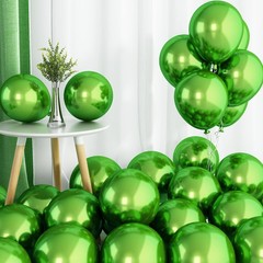 Chrome Green Balloons, 50 PCS 10 Inch Double-Layered Metallic Light Green Bal…