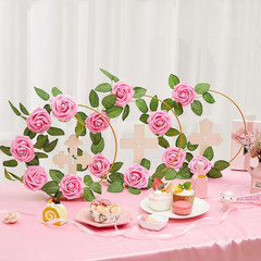 48 Pcs Baptism Centerpieces for Tables, 12 Wooden Cross Floral Hoop with Roses D