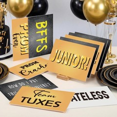 12 PCS Black Gold Prom Photo Booth Props Double Sided 2026 Grad Party Decor