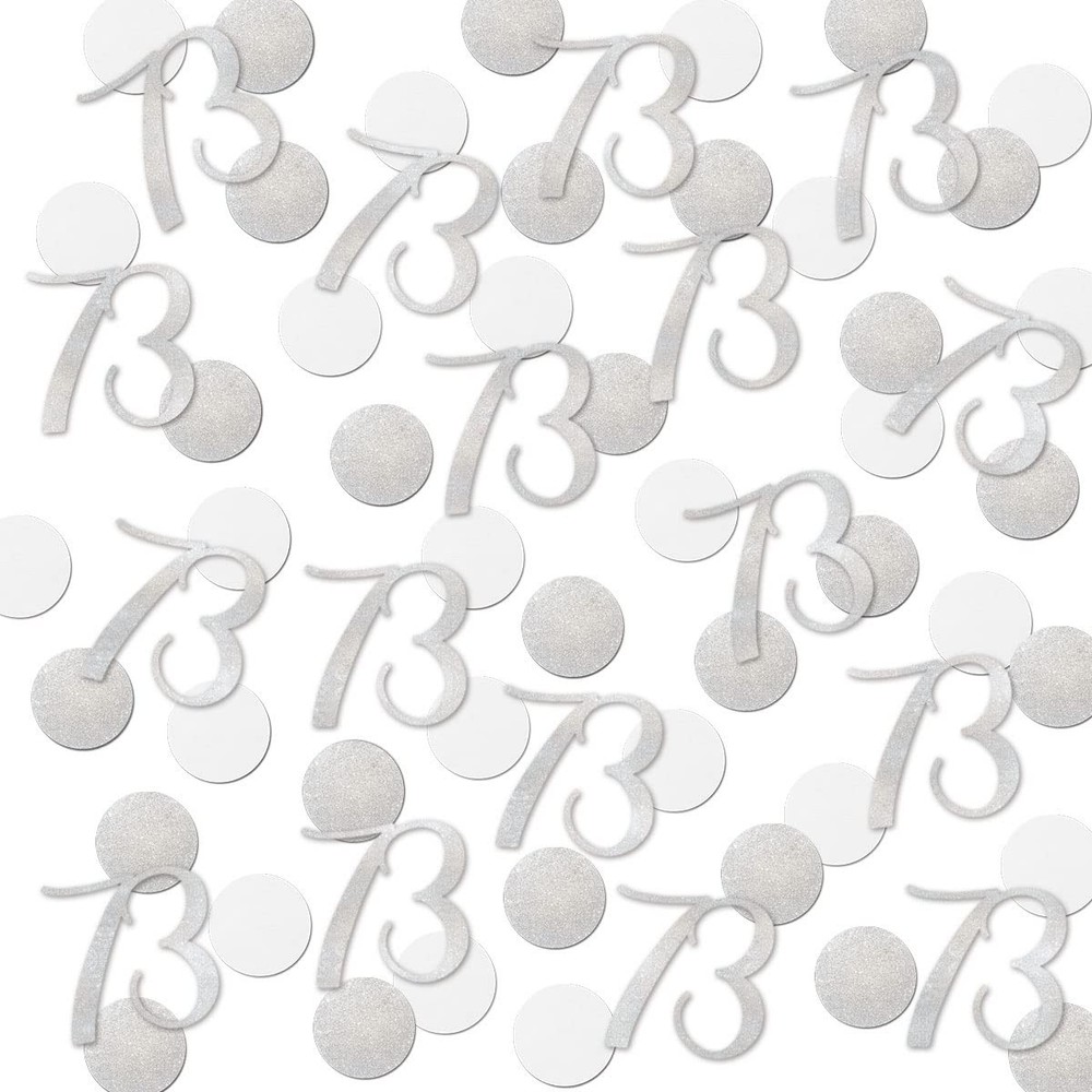 200 PCS Silver Glitter Number 73 Cut Out Birthday Anniversary Table Confetti