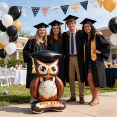 Class of 2026 Graduation Balloon, Large Size Standing Owl Foil Balloon, Self Sta