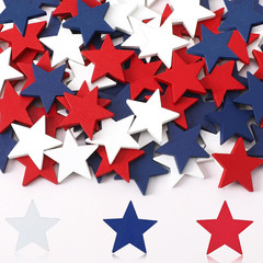 90Pcs 4Th of July Patriotic Decorations Red White and Blue Wooden Stars Ornament