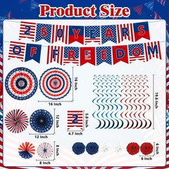 25 PCS US 250th Anniversary Decorations Set, 4th of July Decoration, Red White B