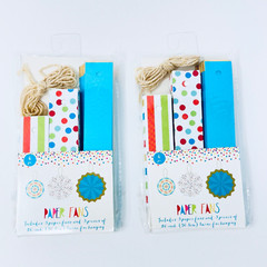 Target Blue Polka Dot Stripe Hanging Paper Fans Decor Sets with 3 Sizes – Qty 6