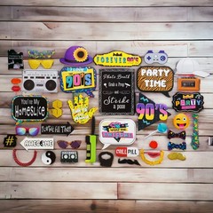 90s Photo Booth Props – 41-pc 90 s Selfie Prop Kit with 8 x 10-Inch Sign, 60 …