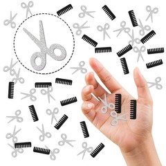120 PCS Barber Themed Confetti Silver Black Glitter Haircut Salon Decor