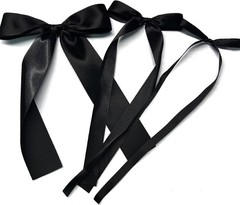 Black Bow Birthday Decorations, 3 Sizes | 45Pcs Black Ribbon Bow Wall Decor, DIY