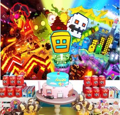 Geometry Dash Party Supplies Backdrop Banner Poster Vinyl 5x3ft Birthday Gift