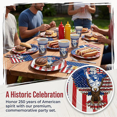 100 Pcs 250 Anniversary USA Decorations Party Supplies Set with 4th of July P…