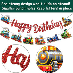 Retro Train Birthday Party Decorations Vintage Train Theme Banners Red Glitter H