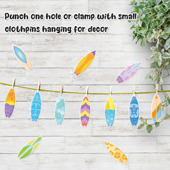 60 Pcs Surfboard Cutouts with Glue Points, Hawaii Summer Paper Cut Outs for Bull