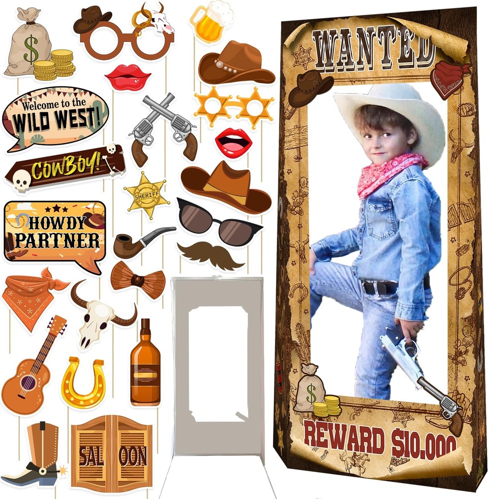 4.5ft Tall Life Size Stand in West Wanted Photo Booth Props Selfie Frames wit…
