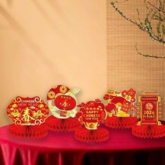 9 Pcs Chinese New Year Decorations, Chinese New Year Honeycomb Centerpieces f…