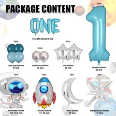 16 Pcs Space Themed Party Decorations – Balloon Rocket Astronauts Moon