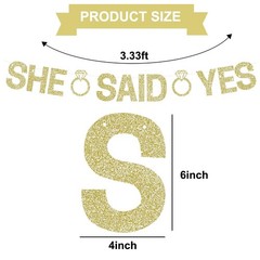 Glitter Champagne Gold She Said Yes Banner Pre-Strung Engagement Decorations …
