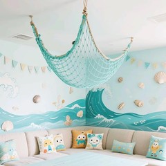 2Pcs Fish Net Nautical Themed Decorative Party Fishing Net for Beach Party Decor