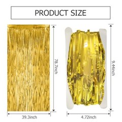 3 Pack Fringe Backdrop Curtain Tinsel Party Streamers Birthday Party Gold