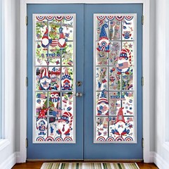 AnyDesign 138Pcs Patriotic Window Clings 4th of July Gnome Assorted,red