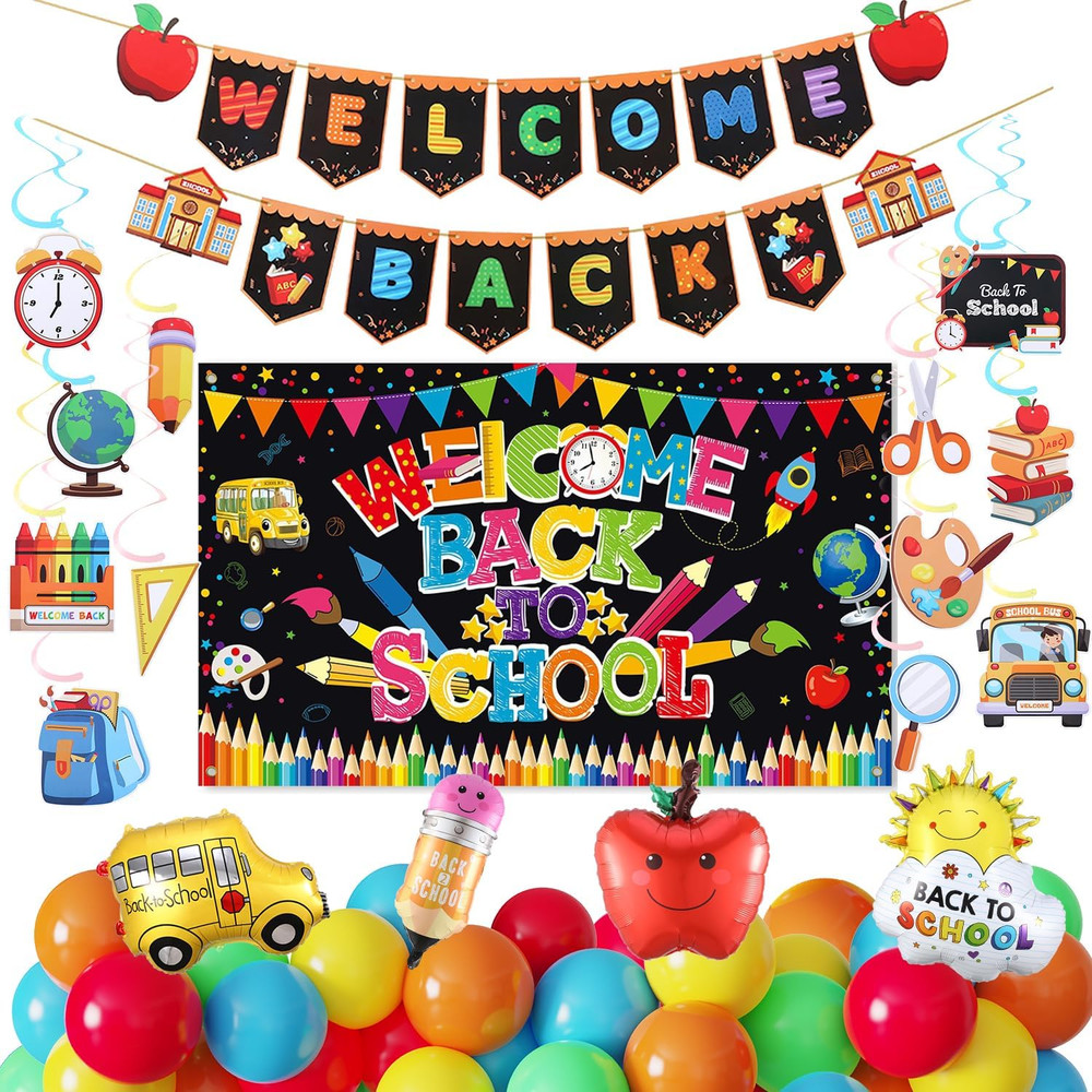 Welcome Back to School Decorations Set, Welcome Back Banner, Backdrop, Hanging S