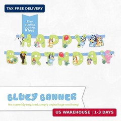 Unique Bluey Birthday Banner and Bluey Tablecloth – Birthday Decorations and Par
