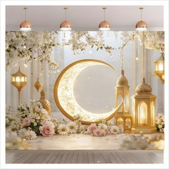 Ramadan Eid Mubarak Backdrop Banner Photo Booth Background Festival Party Decor