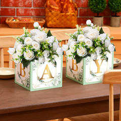6 Pcs Baby Shower Centerpieces with Letters, 7″ Baby Blocks Flower Boxes for Tab