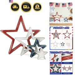 4th of July Table Decorations, Red White Blue Stars Decorations Set of 4, Ret…