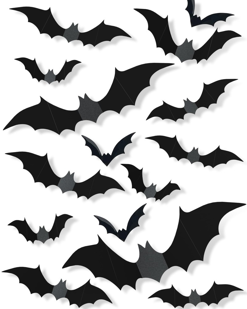 120 Pcs Halloween Decorations 3D Bats Decor, 4 Sizes Scary Bat