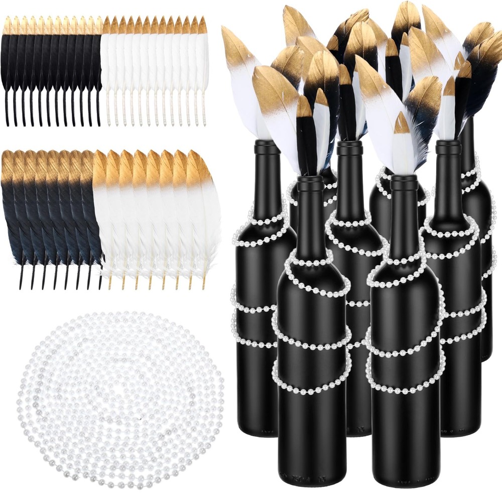 Umigy 49 Pcs Roaring 20s Party Decorations 8 about 2.89 x 12.91 inches, Black
