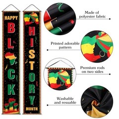 Black History Month Banner with Lights – African American Porch Decor, 70.9″x11.