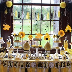 Bee Themed Party Decor, Hanging Foil Streamers, 20Pcs, Yellow