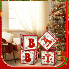 Kathfly 4 Pcs Baby Decoration Boxes with Letters Balloon Blocks Boxes Newborns T