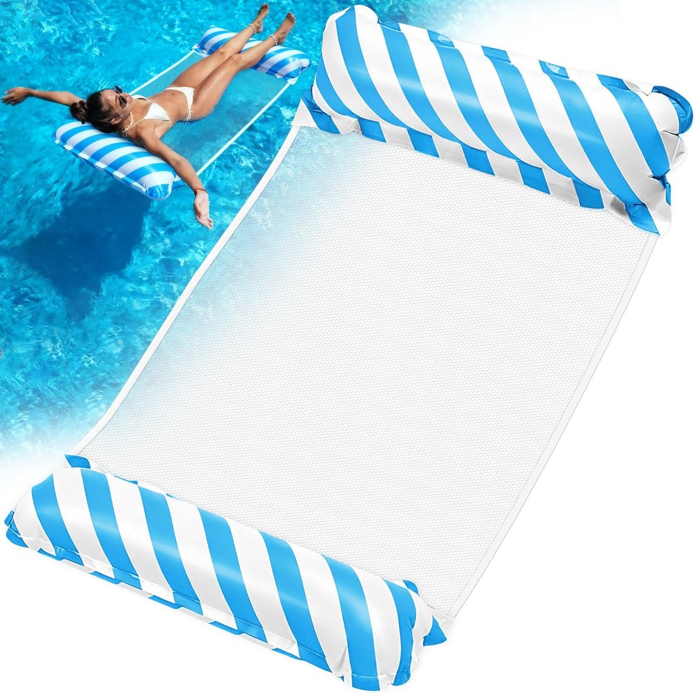 Inflatable Pool Float Hammock Adults 4 in 1 Water Lounger Headrest Footrest