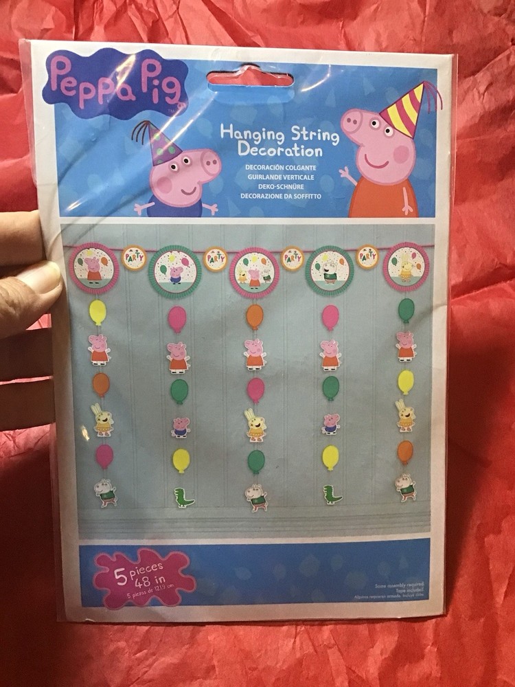 Peppa Pig Hanging String Party Decoration 5 Pcs 48 Inches -new