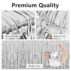Thicken Streamers 4 Pack 13.2×8.2 FT Tinsel 38.4″W x 98.4″L (Pack of 4) Silver