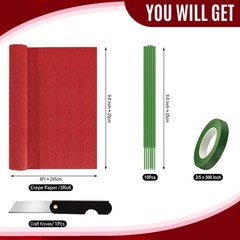 Crepe Paper Roll 9.8Inch x 8.2Ft/3RollsDIY Gift Crepe Paper Sheet Color Paper…