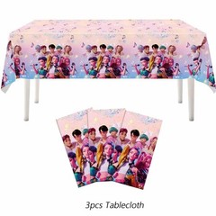 3PCS Waterproof Pink Cartoon Tablecloths – Demon Hunters Birthday Party Supplies