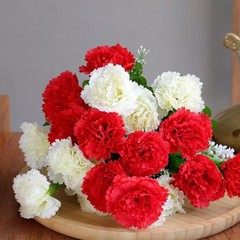 Silk Artificial Flower Bouquet 10 Head Carnations for Dining Room Decor